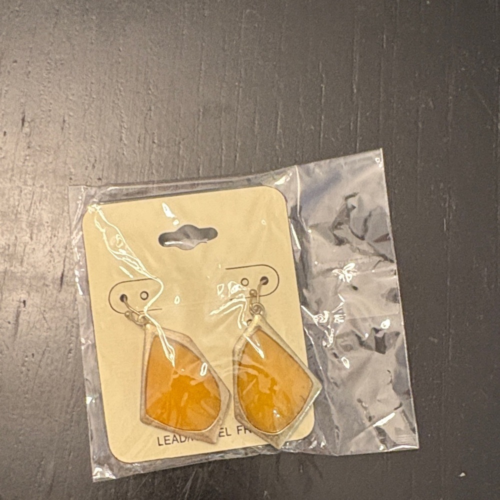 Yellow Teardrop Stud Earrings with Silver Posts